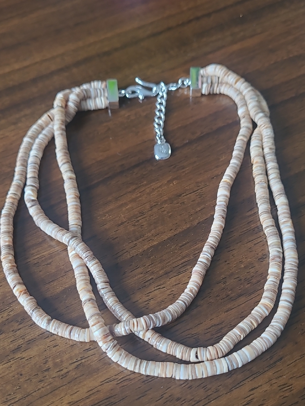 Signed Ralph LautenNeutral Shell Beaded Multi-Strand Necklace